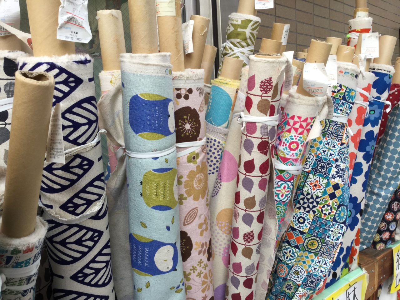 Helping with shopping in Nippori Textile Street